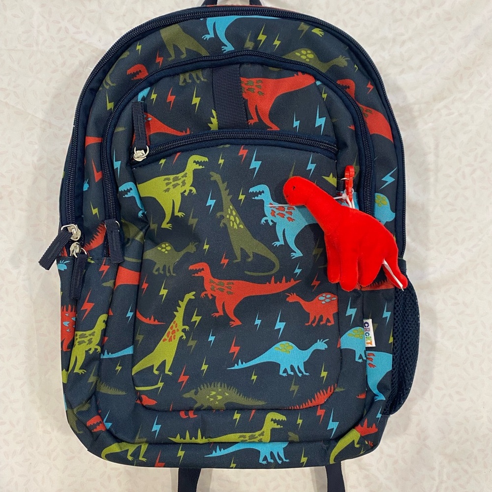 🦖🦕NWT Dinosaur Kids Backpack with plush dinosaur bag chain
